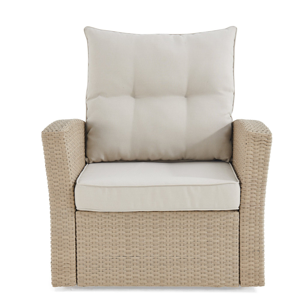 Cream Canaan All-weather Wicker Outdoor Seating Set with Two Chairs and Two Large Ottomans - Pier 1