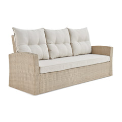 Cream Canaan All-weather Wicker Outdoor Sofa with Cushions - Outdoor Seating
