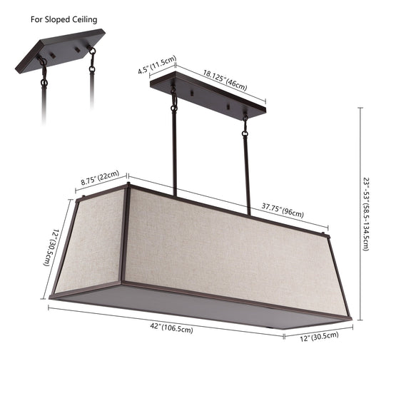 Crosby Light Minimalist Industrial Trapezoidal Linen Iron Linear LED Pendant - Pier 1