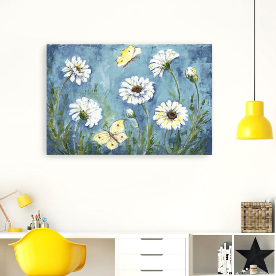 Daisies And Butterfly Meadow Canvas Giclee - Pier 1