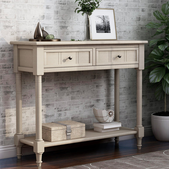 Daisy-Console-Table,-Traditional-Design-with-Drawers-and-Shelf-Consoles