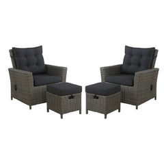 Dark Gray Asti All-weather Wicker 4-piece Outdoor Seating Set with Two Reclining Chairs and Two Ottomans - Pier 1