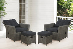 Dark Gray Asti All-weather Wicker 4-piece Outdoor Seating Set with Two Reclining Chairs and Two Ottomans - Pier 1