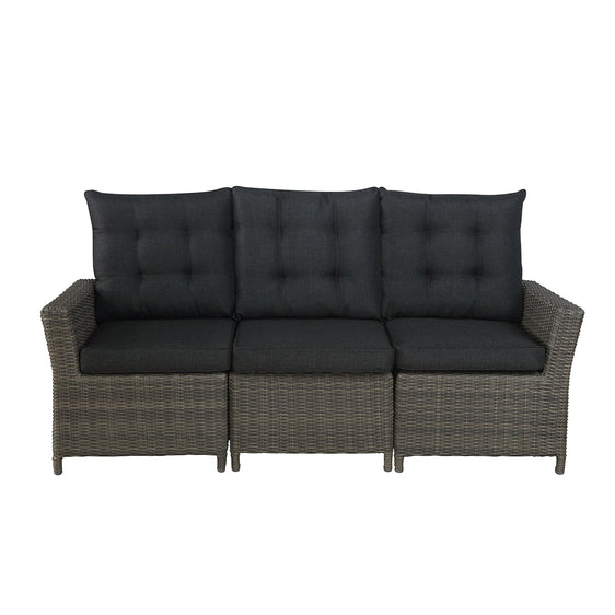 Dark Gray Asti All-weather Wicker Three-seat Reclining Sofa with Cushions - Pier 1
