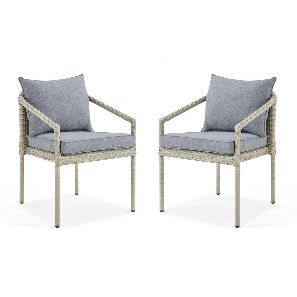Dark Gray Windham All-weather Wicker Outdoor Light Gray Chairs with Dark Gray Cushions, Set of 2 - Pier 1