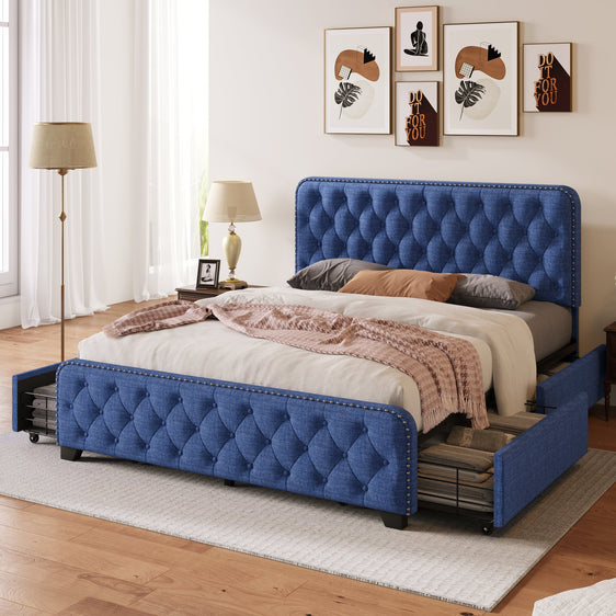 Day-Upholstered-Platform-Bed-with-Tufted-and-Four-Drawers-Beds