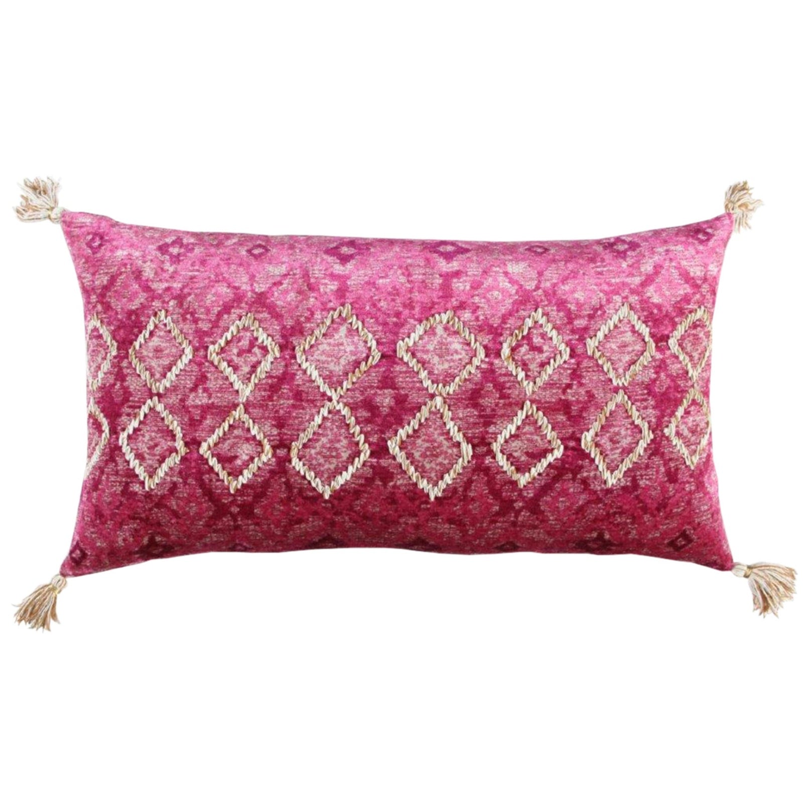 Diamond Printed And Embroidered Cotton Decorative Throw Pillow - Decorative Pillows