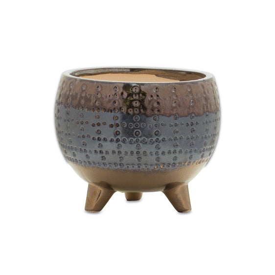 Dotted Ceramic Planter with Pewter Accent 5.25"H - Pier 1