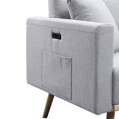 Easton Linen Fabric Chair with USB Charging Ports Pockets and Pillows - Pier 1
