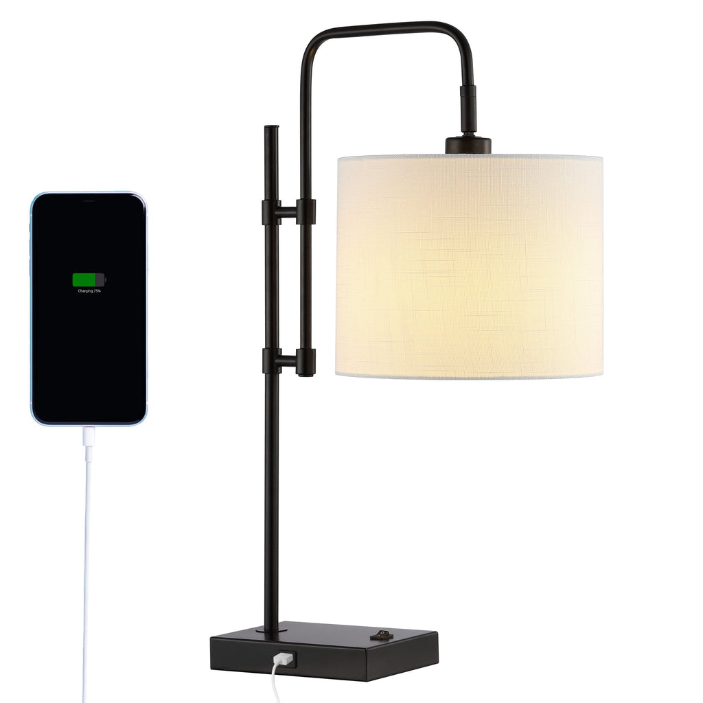 Edris Industrial Designer Metal LED Task Lamp with USB Charging Port - Pier 1