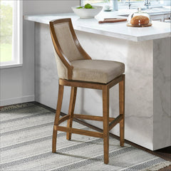 Ellie Bar Height Stool with Back, Brown - Pier 1