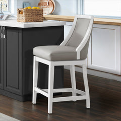 Ellie Counter Height Stool with Back, White - Pier 1