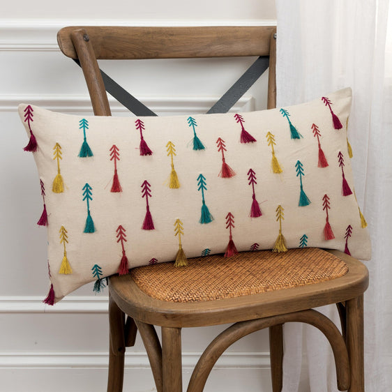 Embroidered Cotton Arrow Poly Filled Decorative Throw Pillow - Pier 1