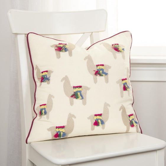 Embroidered Cotton Casement Animal Decorative Throw Pillow - Pier 1