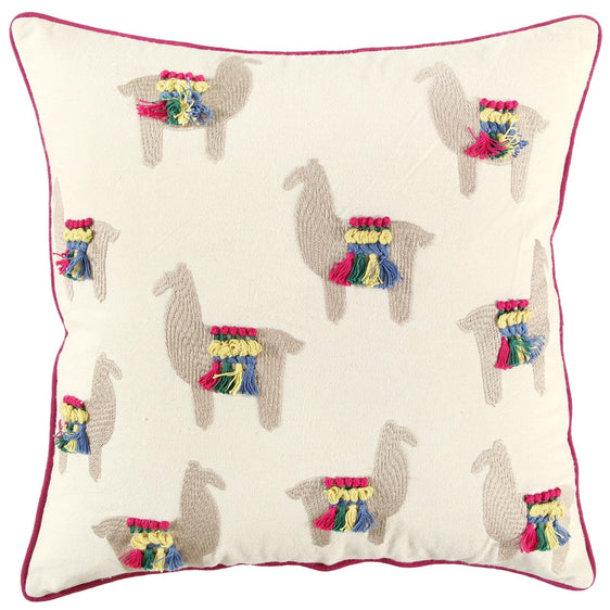 Embroidered Cotton Casement Animal Pillow Cover - Pier 1