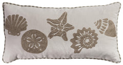 Embroidered Cotton Shells Decorative Throw Pillow - Pier 1