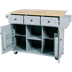 Evangeline Kitchen Cart with Drop Leaf Countertop on 5 Wheels with Storage Cabinet and 3 Drawers - Pier 1