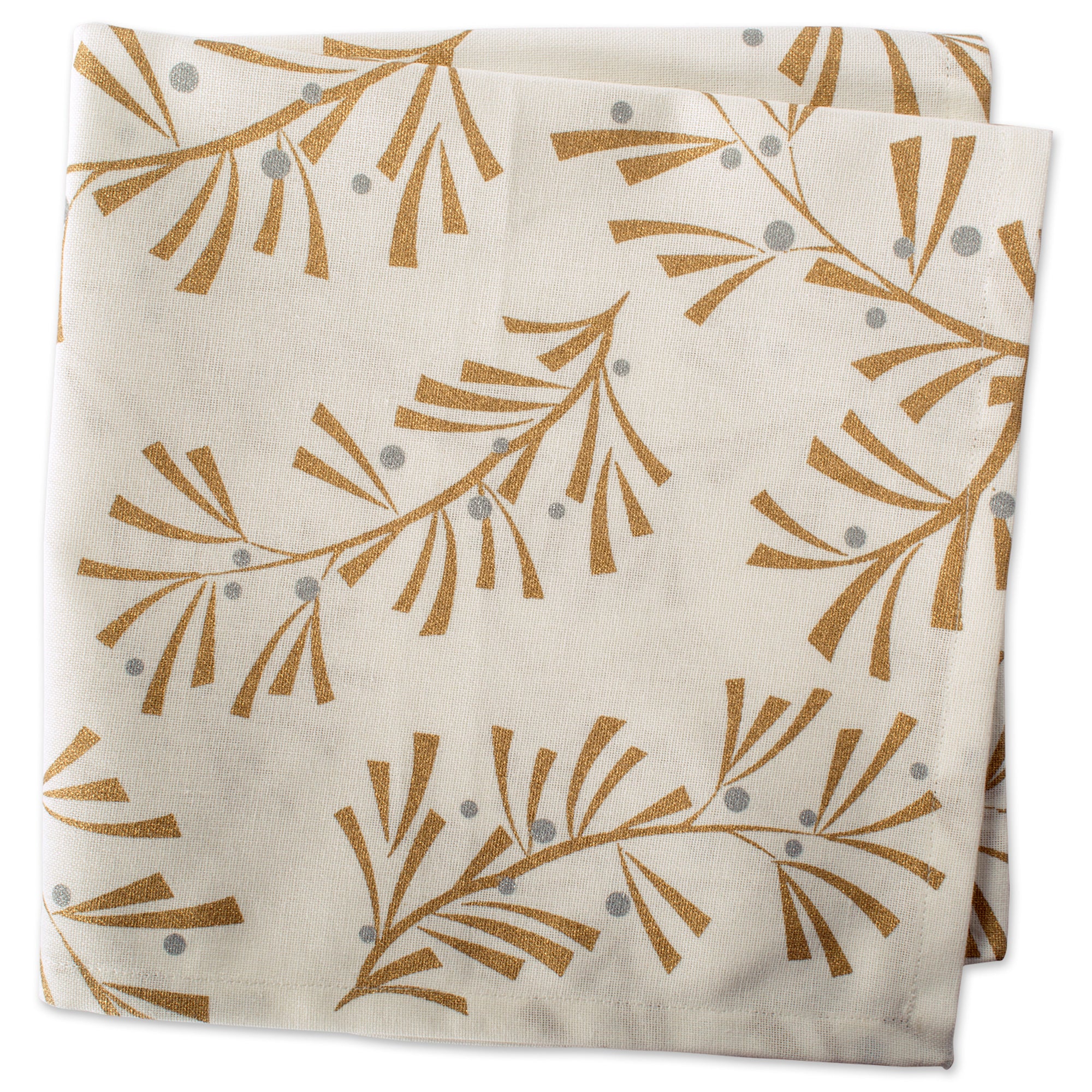 Metallic Holly Leaves Napkins, Set of 6 Napkins