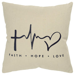 Faith-Hope-Love Knife Edge Printed 100% Cotton Canvas Sentiment- Inked Pillow - Pier 1