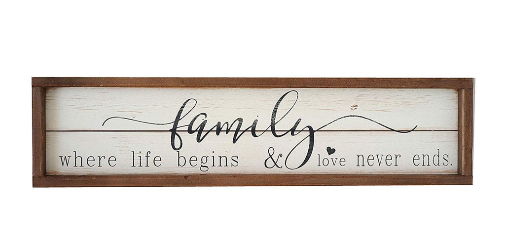 Family Where Life Begins & Love Never Ends Wood Wall Decor Sign Plaque - Pier 1