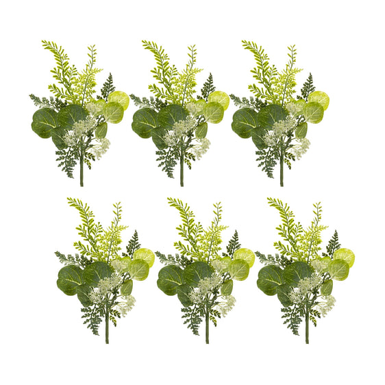 Fern and Eucalyptus Foliage Spray with Queen Anne Accent, Set of 6 - Pier 1