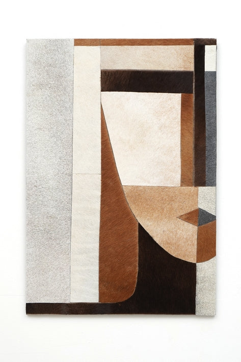 Brown & Gray Abstract Hair-On Leather Wall Decor