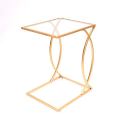 Fish-Shaped C Table with Glass Top and Golden Metal Base - Side Tables