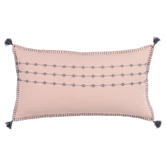 Flanged Embroidered Cotton Geometric Pillow Cover - Pier 1