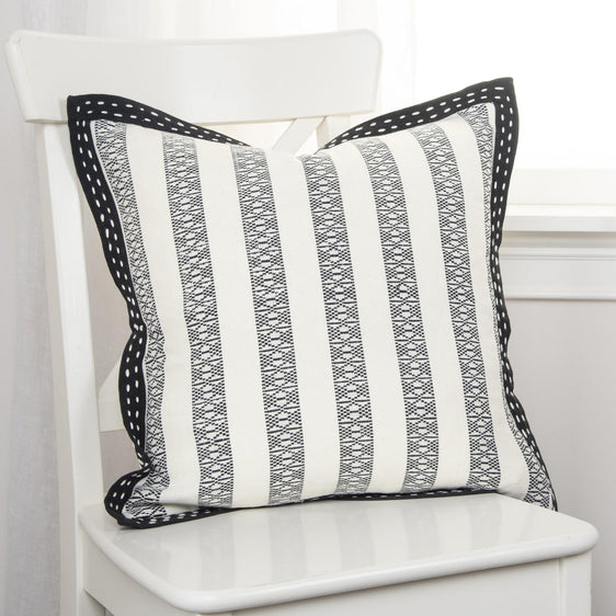 Flanged Textured Cotton Stripe Decorative Throw Pillow - Pier 1