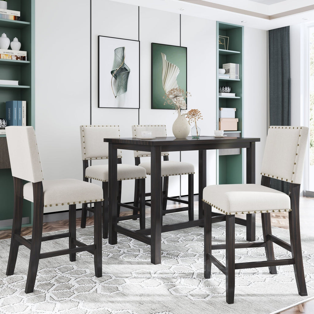 Flora 5 Piece Counter Height Dining Set with Table and 4 Upholstered Chairs - Pier 1