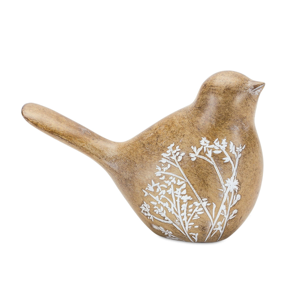 Floral Etched Bird Figurine with Wood Grain Design, Set of 4 - Pier 1