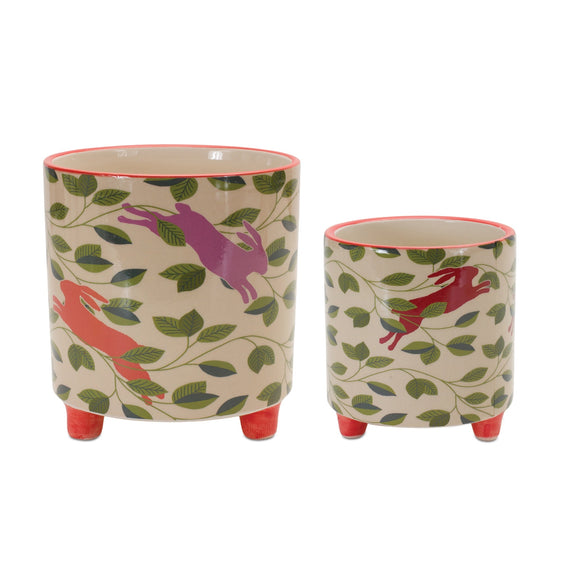 Footed Rabbit Pattern Planter, Set of 2 - Pier 1