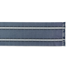 French Blue Dobby Striped Fringe Ribbed Table Runner 14x72 - Pier 1