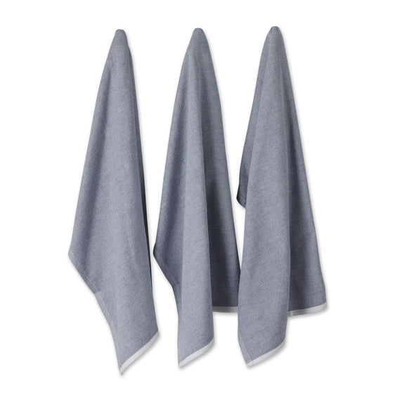 French Blue French Terry Chambray Solid Dishtowels, Set of 3 - Pier 1