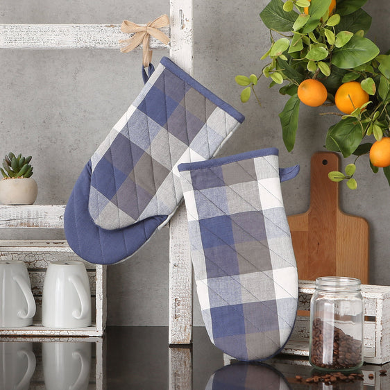 French-Blue-Tri-Color-Check-Oven-Mitts,-Set-of-2-Pot-holders