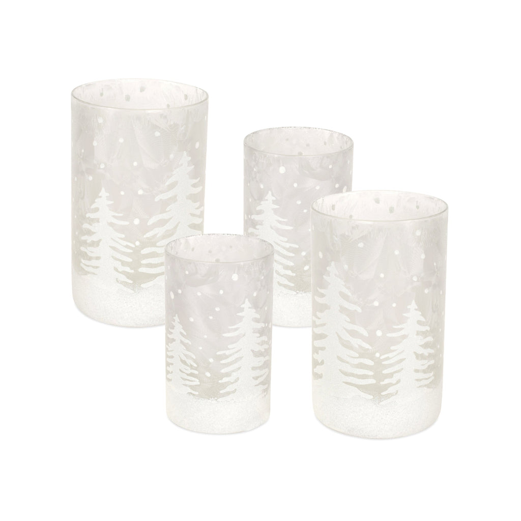 Frosted Votive Candle Holder with Snowy Forest, Set of 4 - Pier 1