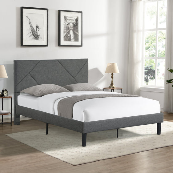 Full-Size-Upholstered-Platform-Bed-Frame-with-Headboard,-Strong-Slat-Support,-Mattress-Foundation-Beds