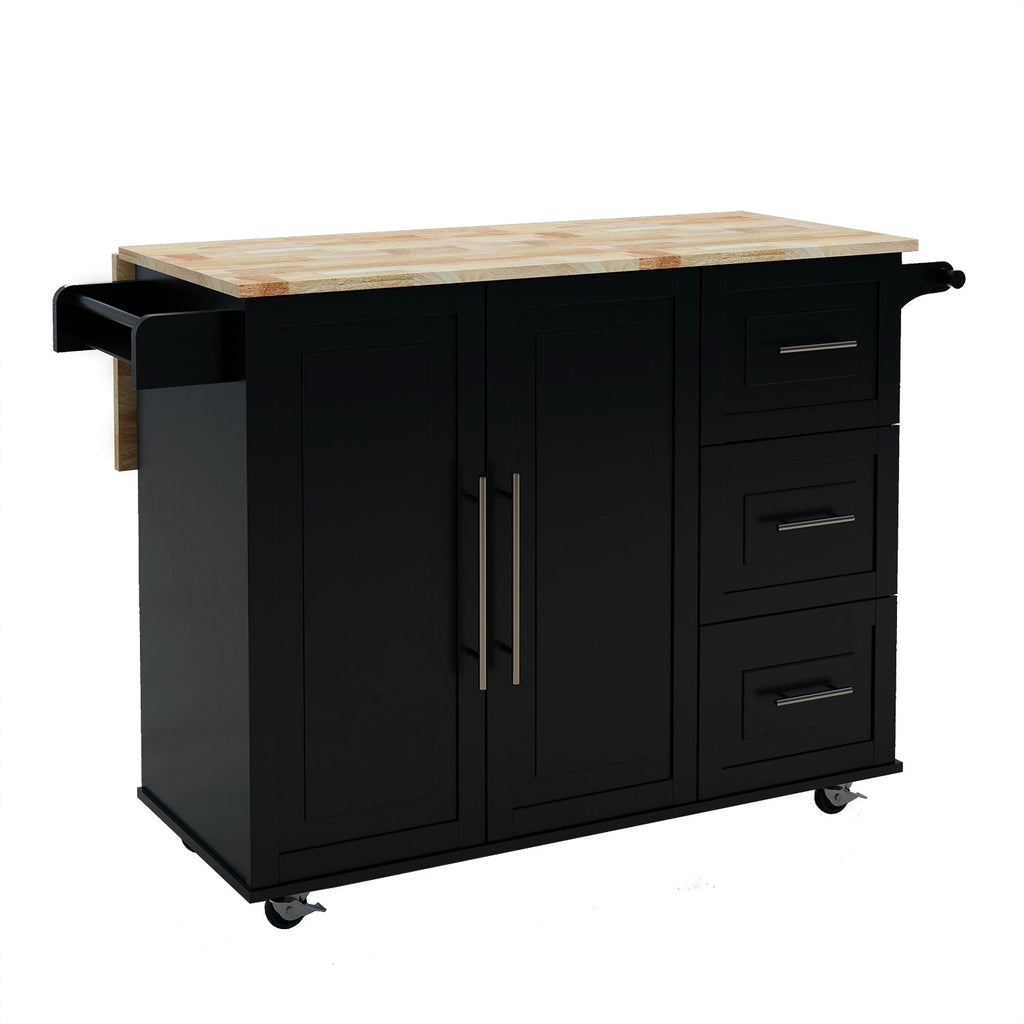 Fusion Kitchen Island with Spice Rack, Towel Rack and Extensible Solid Wood Table Top - Pier 1