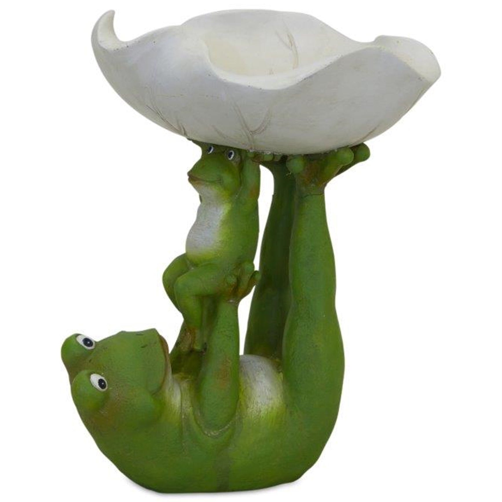 Garden Frogs with Leaf Bowl Statue 8"H - Outdoor Decor
