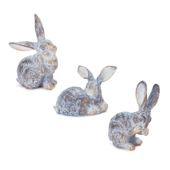 Garden-Rabbit-Figurine,-Set-of-3-Outdoor-Decor