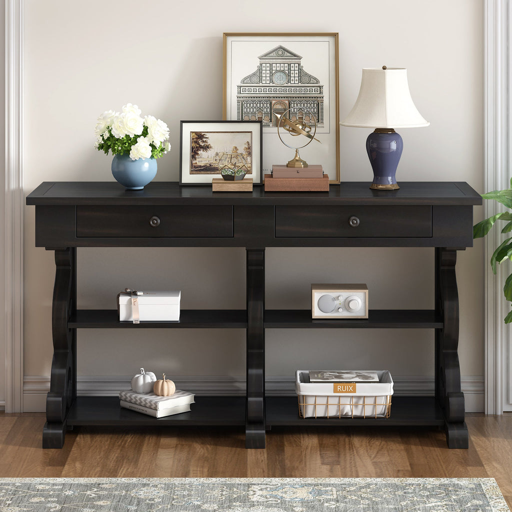Garland Retro Console Table with Ample Storage, Open Shelves and Drawers - Pier 1