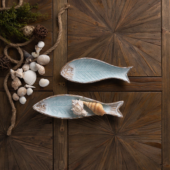 Geometric-Etched-Fish-Plate,-Set-of-2-Decorative-Accessories