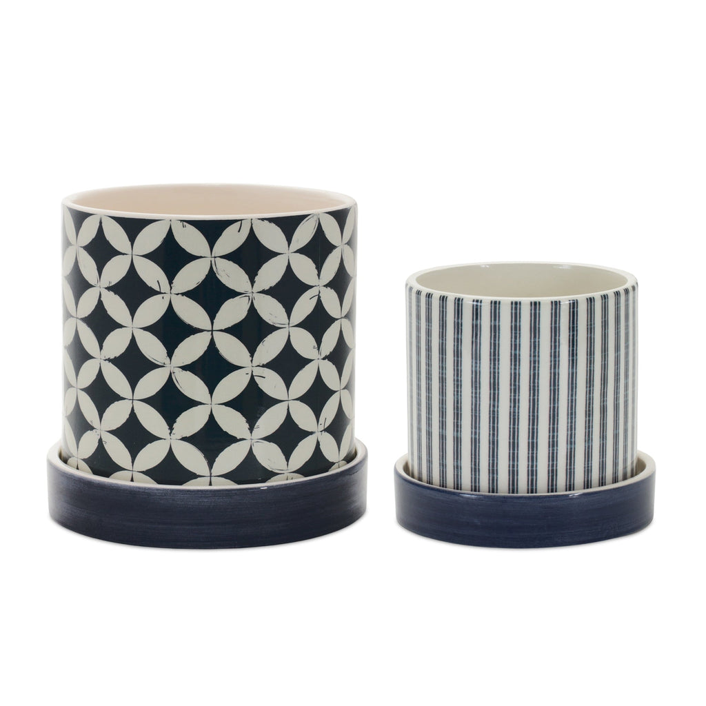 Geometric Pattern Planter with Plate (Set of 2) - Pier 1