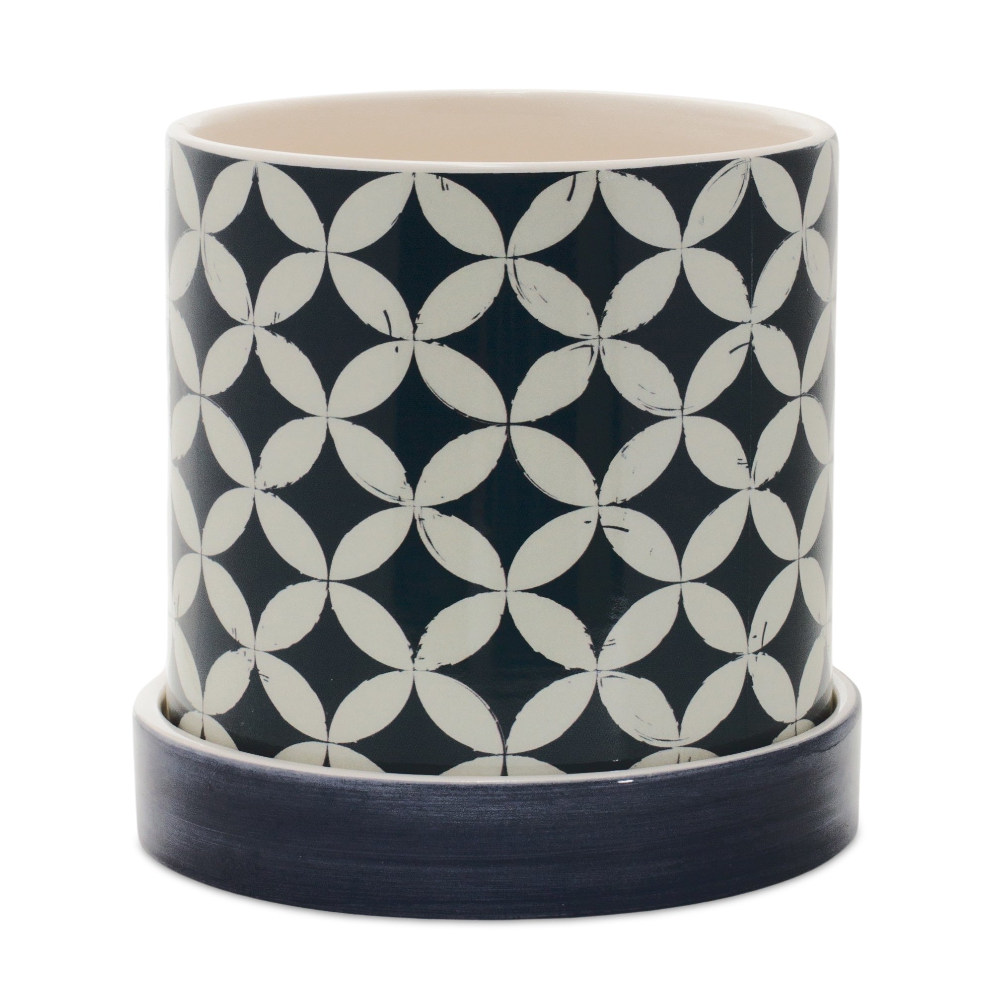 plant pot with plate Geometric Pattern Planter with Plate, Set of 2