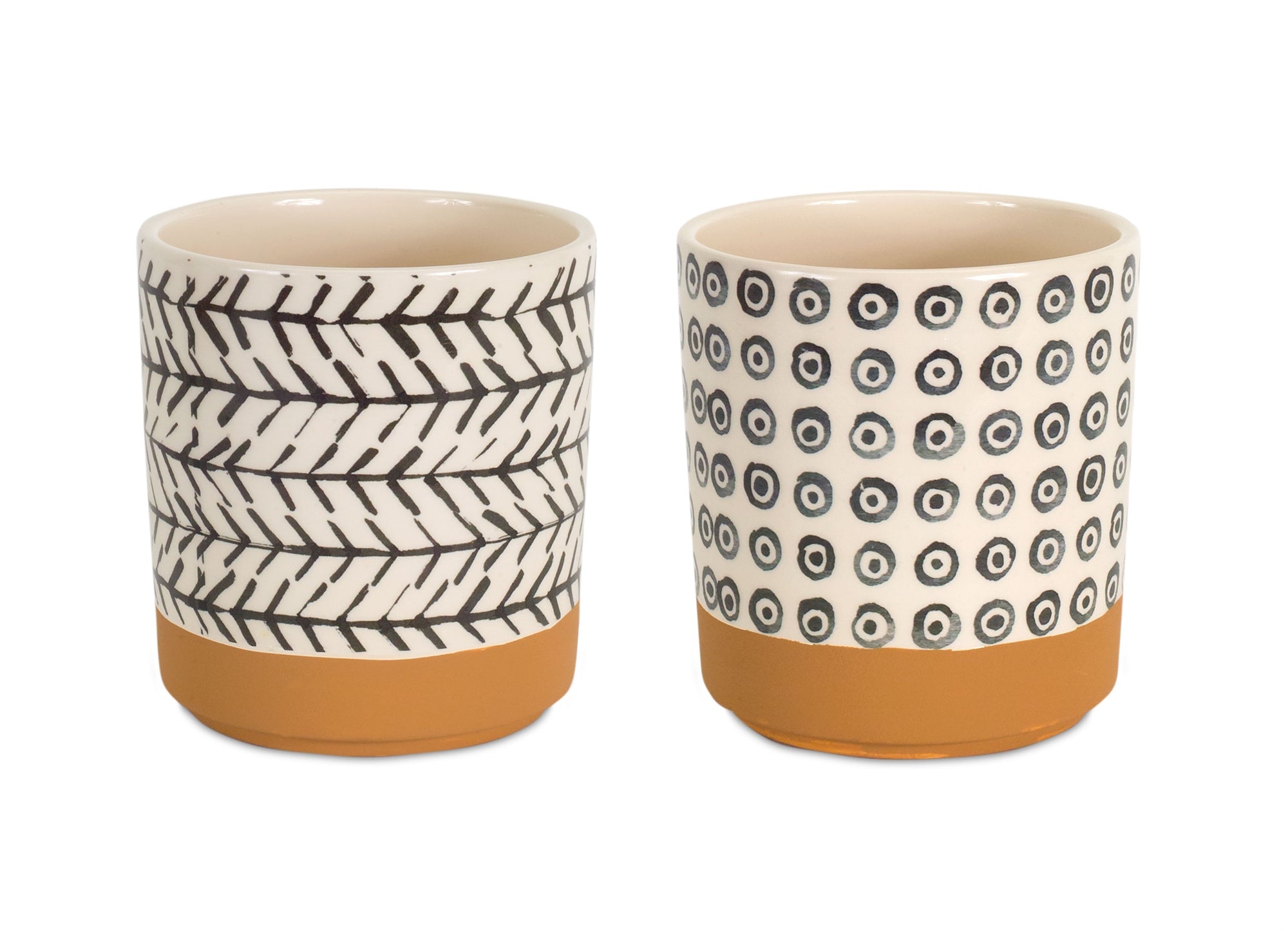 Geometric Patterned Pot with Terra Cotta Accent (Set of 4) - Pier 1