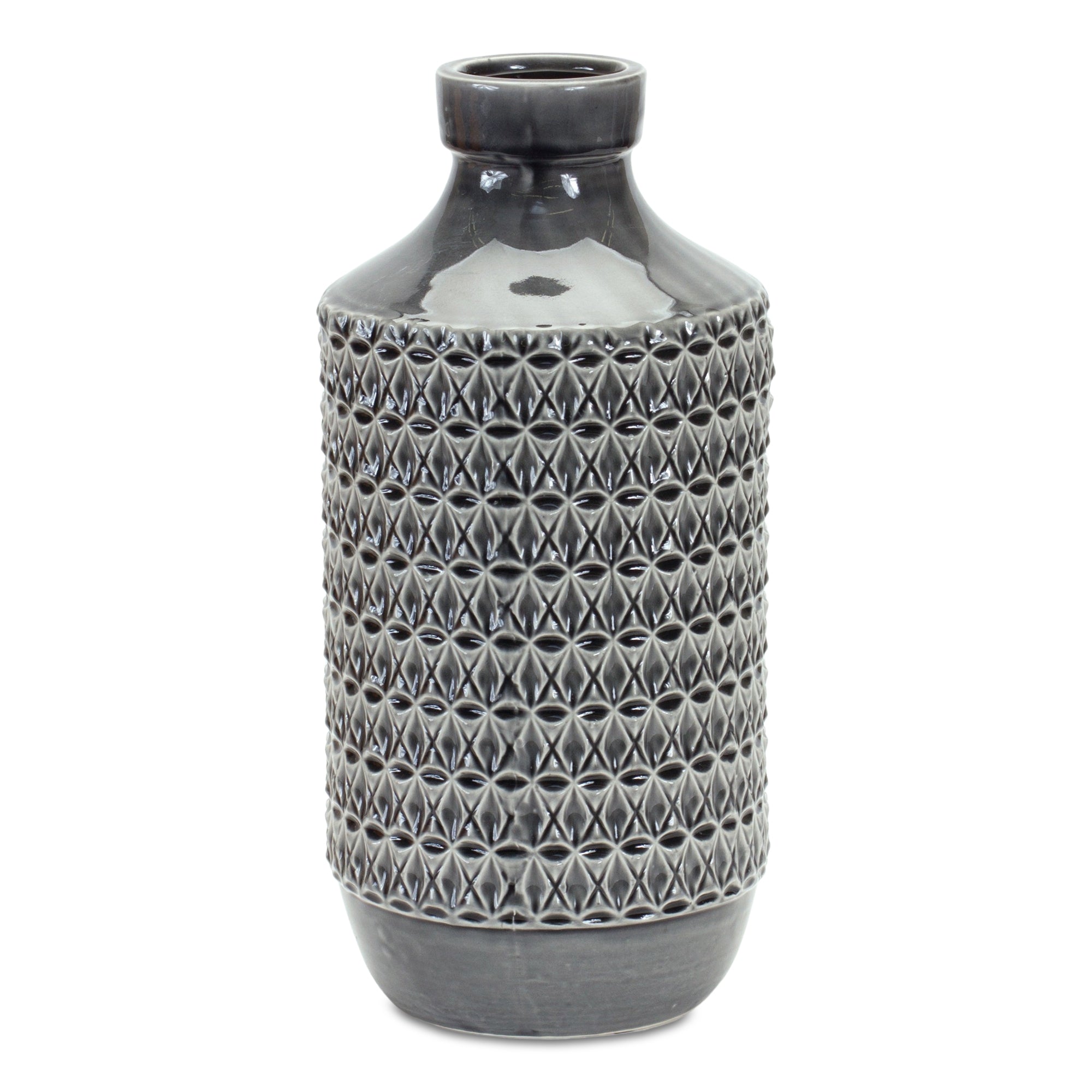Geometric Terra Cotta Vase with Black Finish 14" - Pier 1