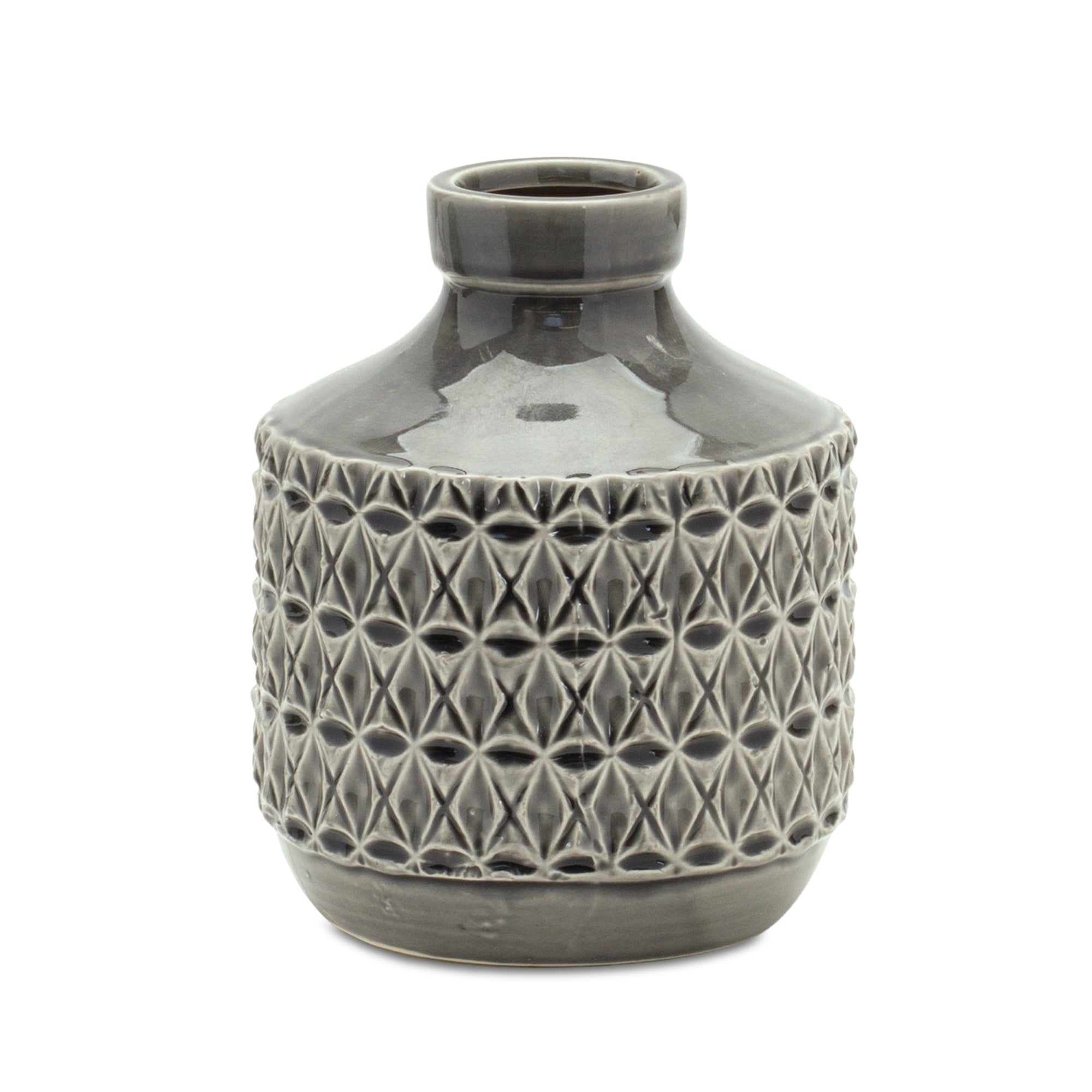Geometric Terra Cotta Vase with Black Finish 7" - Pier 1