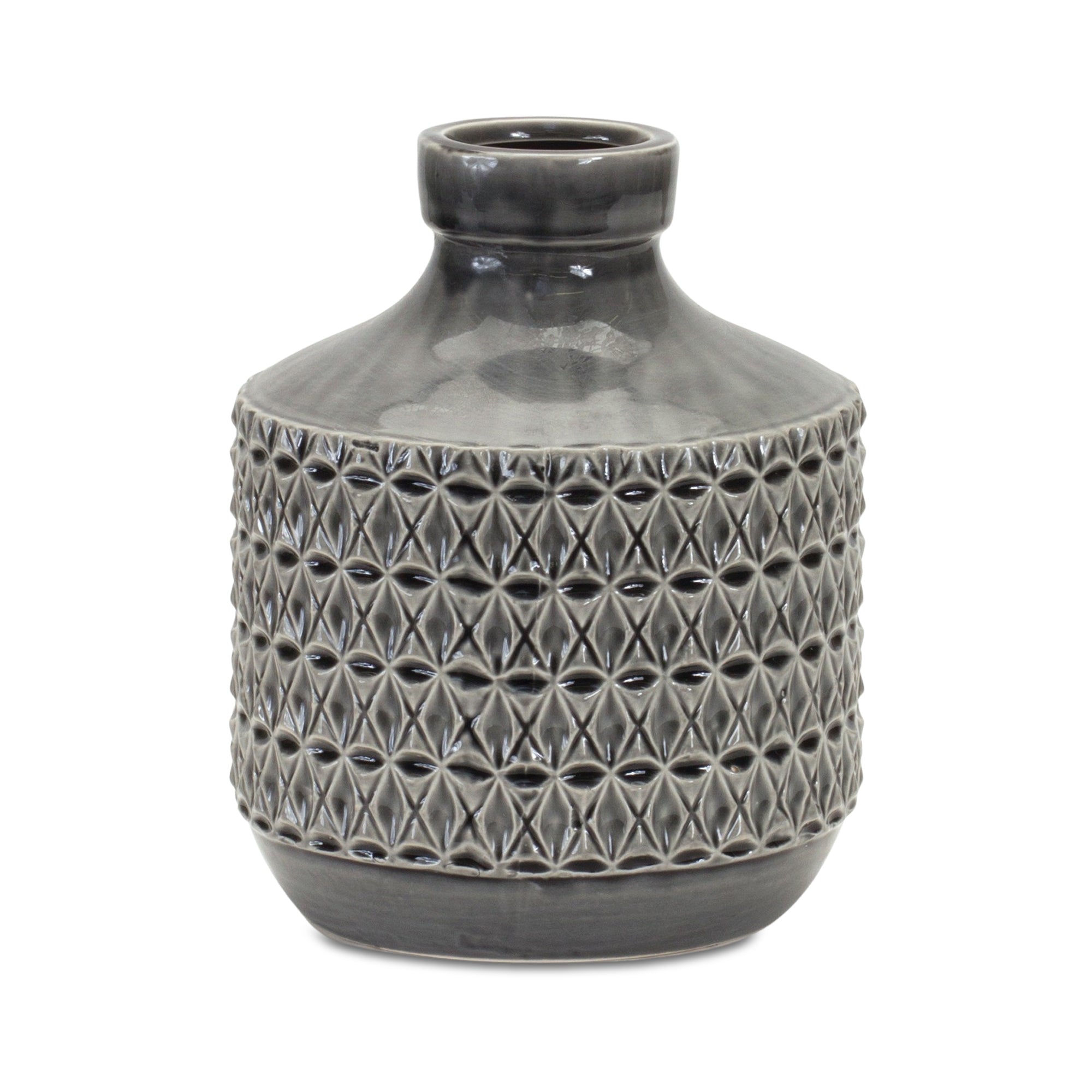 Geometric Terra Cotta Vase with Black Finish 9" - Pier 1