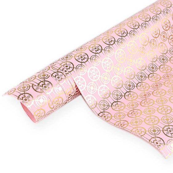 Gift-Wrap-Roll-/-Set-of-5-Pcs-/-Gold-&-Pink-Wrapping-Paper