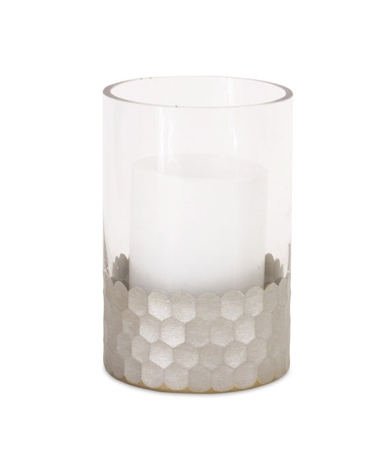Glass Hurricane Candle Holder with Honeycomb, Set of 2 - Pier 1